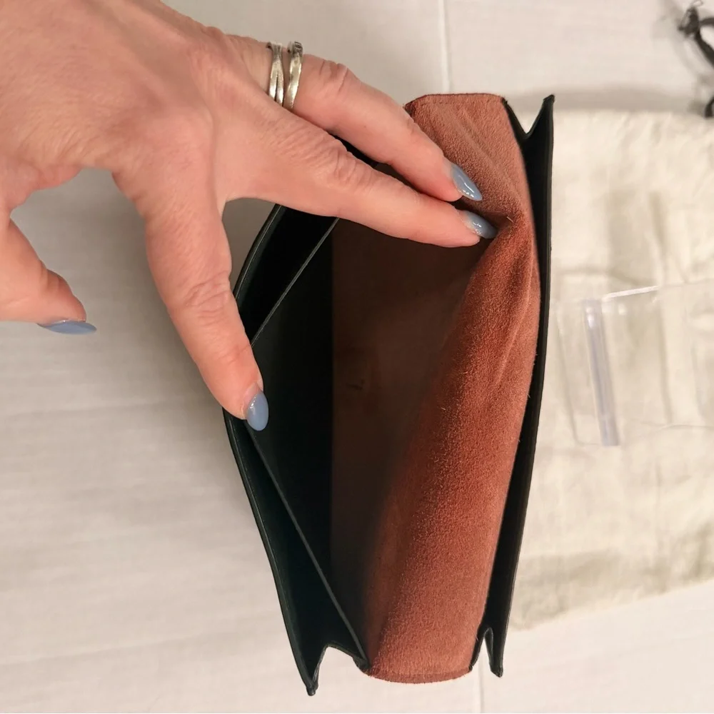 Celine Large Multifunction Leather Wallet in Rich Pink With Green Strap - Picture 4 of 10